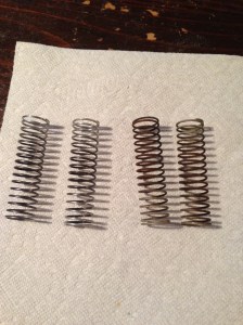 A comparison of cleaned springs with those yet to be cleaned.