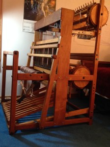 Both warp beams are attached, and the friction brakes are set up.